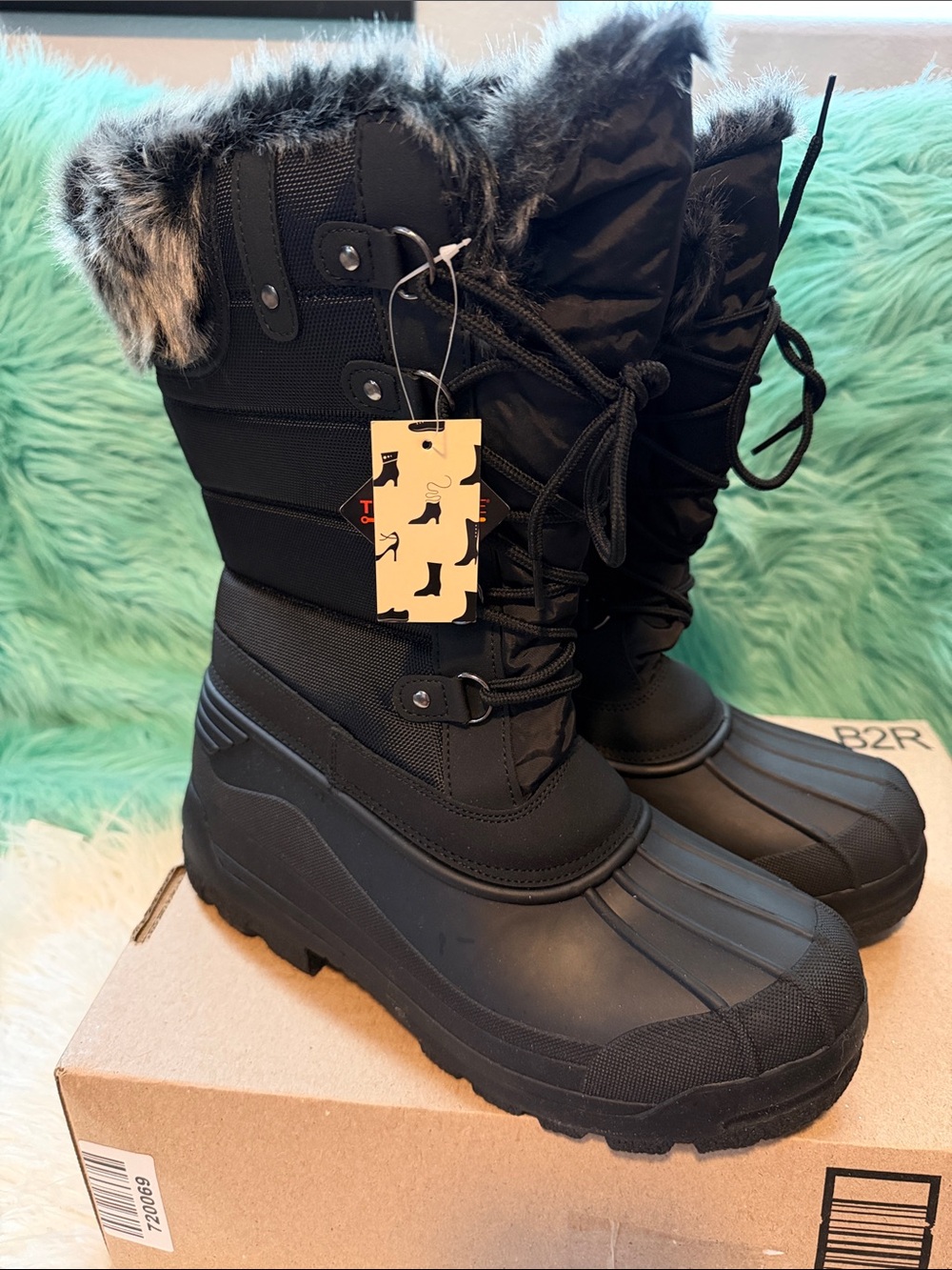 NIB Black Thermolite Fur lined Women's Insulated Winter Snow Boots Size 11